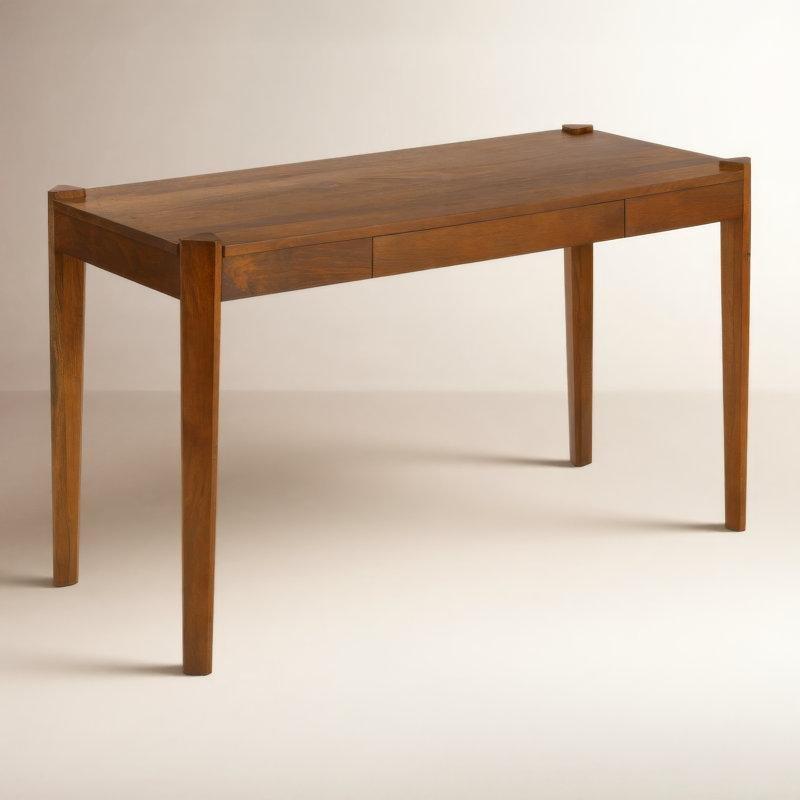 Masif Mango Ağacı Çekmeceli Konik Ayaklı Vintage Çalışma Masası - 138x61 cm - 234573