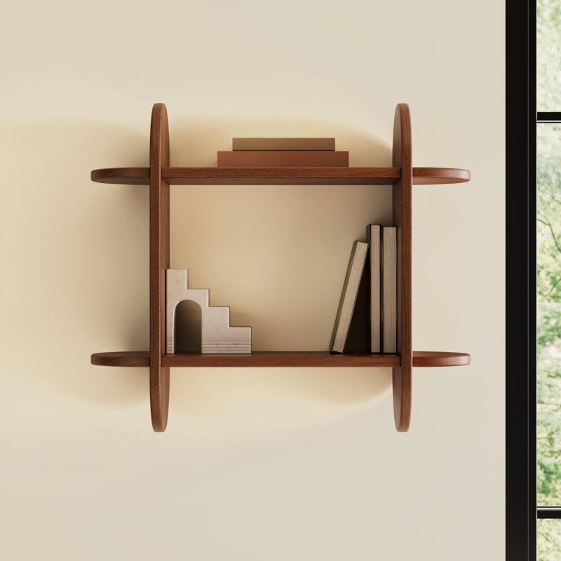 Masif Mango Ağacı Geometrik Kademeli Duvar Rafı - 70x60 cm - 180203