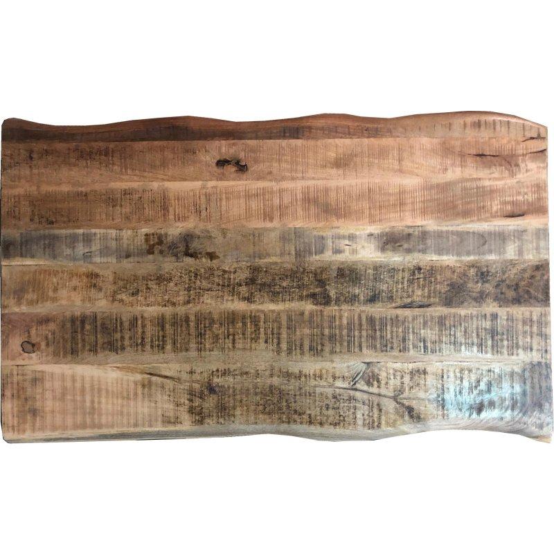 Masif Mango Ahşap Doğal Kenarlı Metal X Ayaklı Bohem Yemek Masası - 160x90 cm - 235889