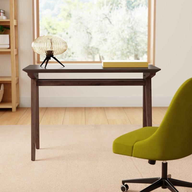 Masif Maun Ağacı Asimetrik V Ayaklı Vintage Çalışma Masası - 107x51 cm - 234424