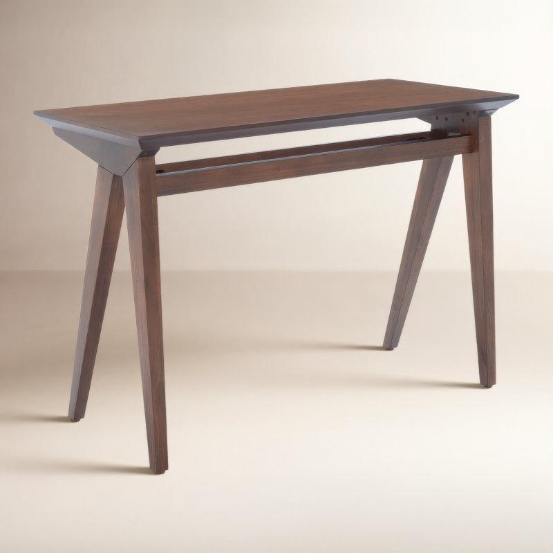 Masif Maun Ağacı Asimetrik V Ayaklı Vintage Çalışma Masası - 107x51 cm - 234424