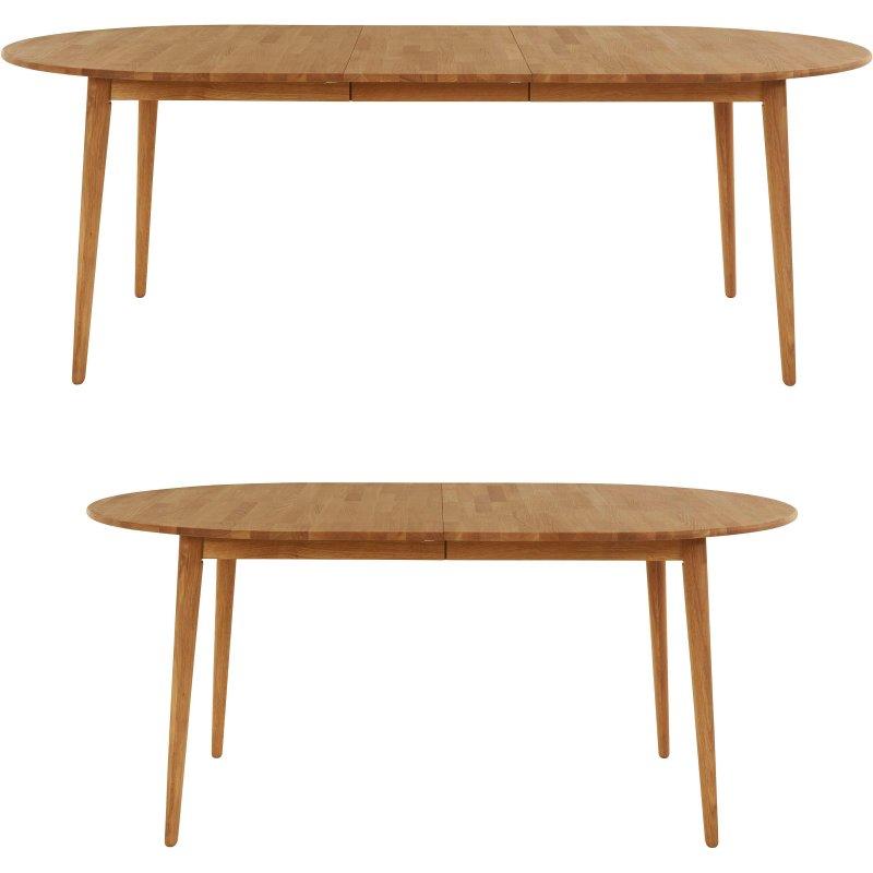 Masif Meşe Büyüyebilen Oval İskandinav Bohem Yemek Masası - 170-210 cm - 235276