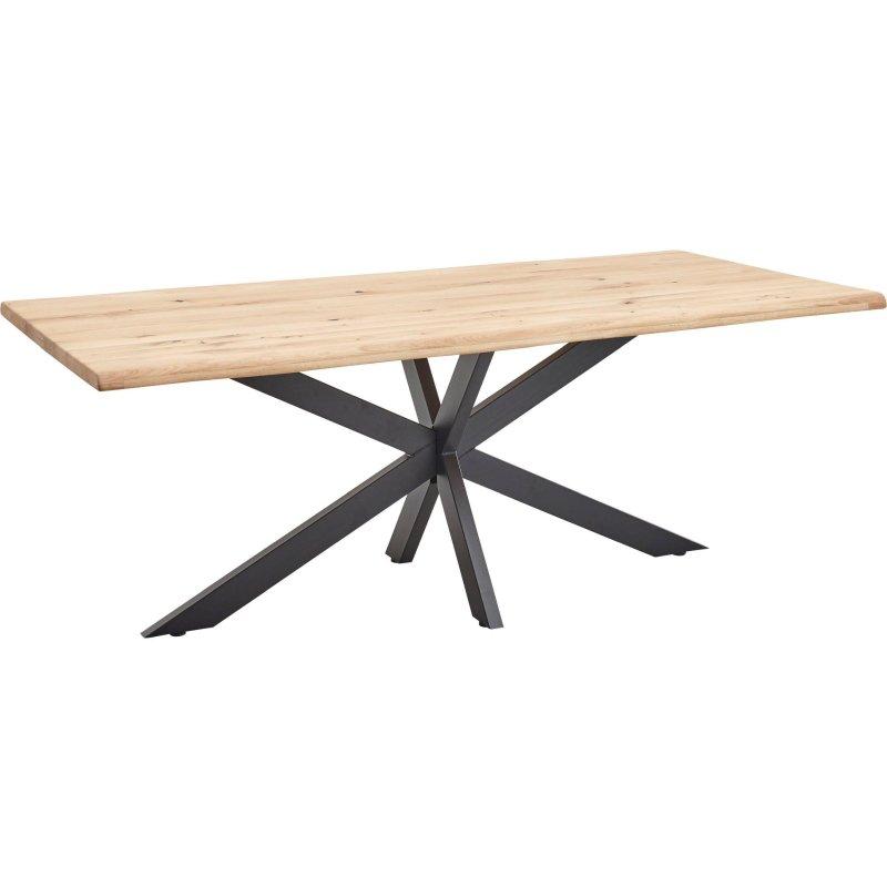 Masif Meşe Doğal Kenarlı Metal X-Ayaklı Bohem Yemek Masası - 200x100 cm - 236096