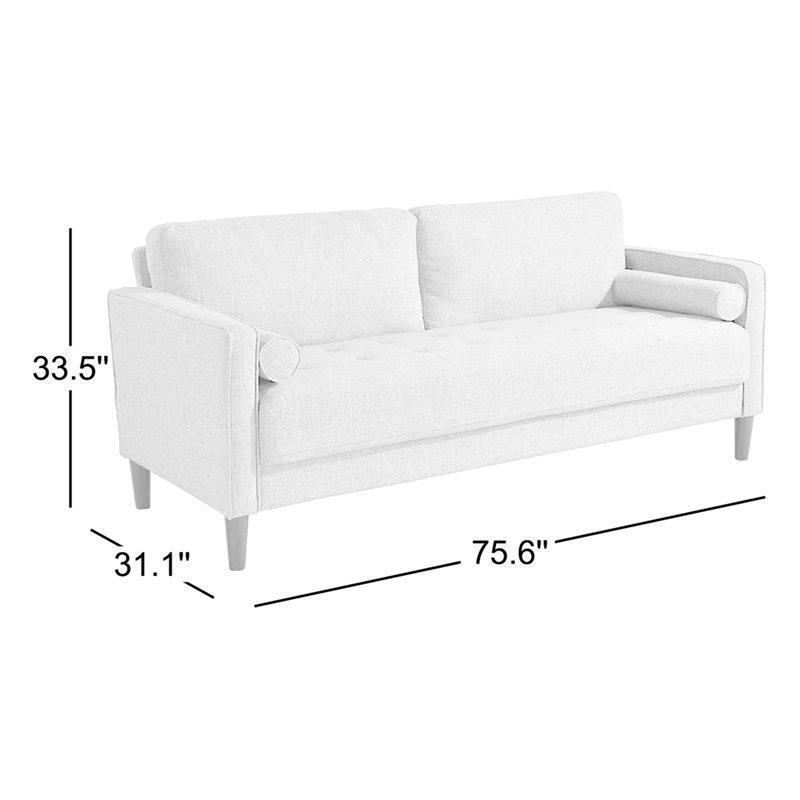 Masif Okaliptüs Ahşap İskeletli Kare Kollu Kapitoneli Koltuk - 193 cm - 195173