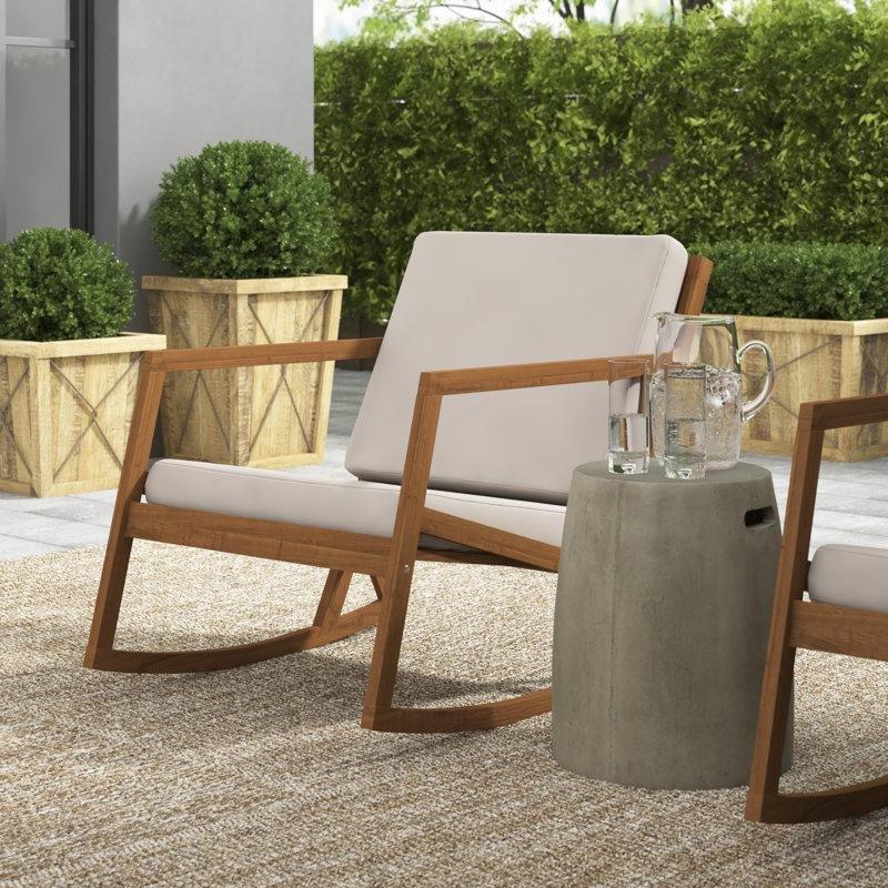 Masif Okaliptüs Ahşap Minderli Dış Mekan Sallanan Sandalye - 66 cm - 218596