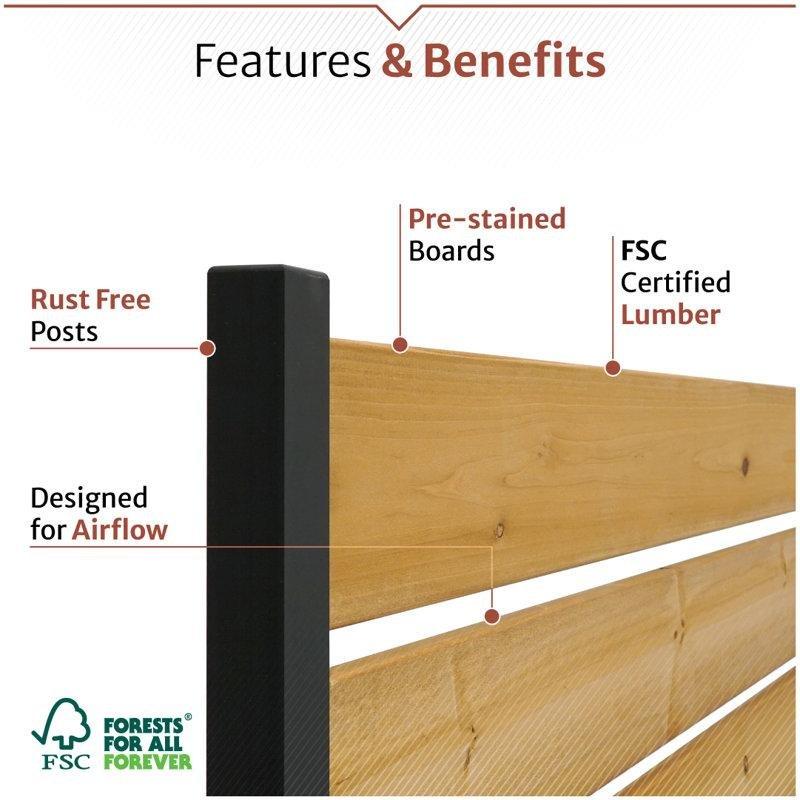 Masif Sedir Ağacı Kazısız Kurulum Dekoratif Bahçe Paravanı - 153x98 cm - 173244