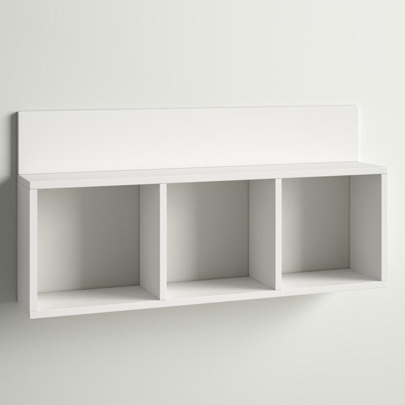 Masif ve Endüstriyel Ahşap 3 Bölmeli Küp Duvar Rafı - 80x15x40 cm - 179531
