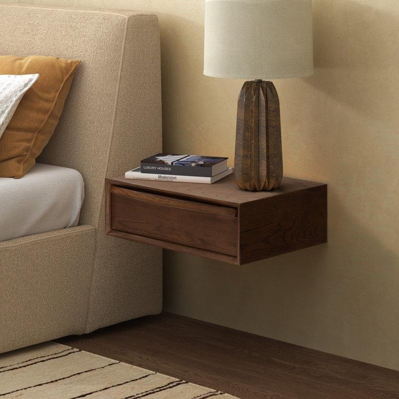 Masif ve MDF Tek Çekmeceli Duvara Monte Komodin - 52x39x17 cm - 224476