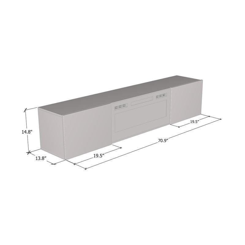Mat Beton ve Koyu Renk Yonga Levha Duvara Monte Elektrikli Şömineli TV Ünitesi - 181 cm - 220146