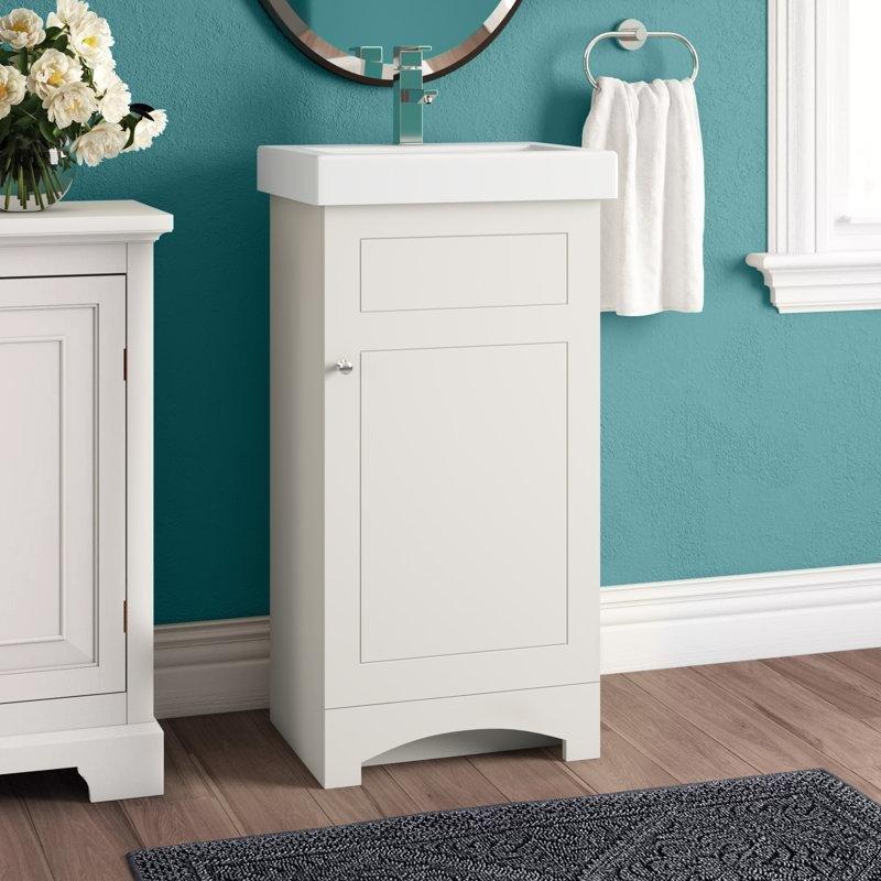 Mat Beyaz Ahşap Yavaş Kapanır Kapaklı Ayaklı Banyo Lavabo Dolabı - 45 cm - 200565