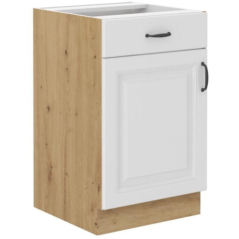 Mat Beyaz ve Meşe MDF Modüler Yavaş Kapanır Köşe Mutfak - 265x300x180 cm - 186150