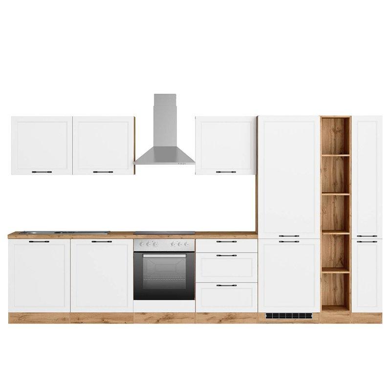 Mat Beyaz ve Wotan Meşe Dekorlu Beyaz Eşyalı Hazır Mutfak - 360 cm - 185003