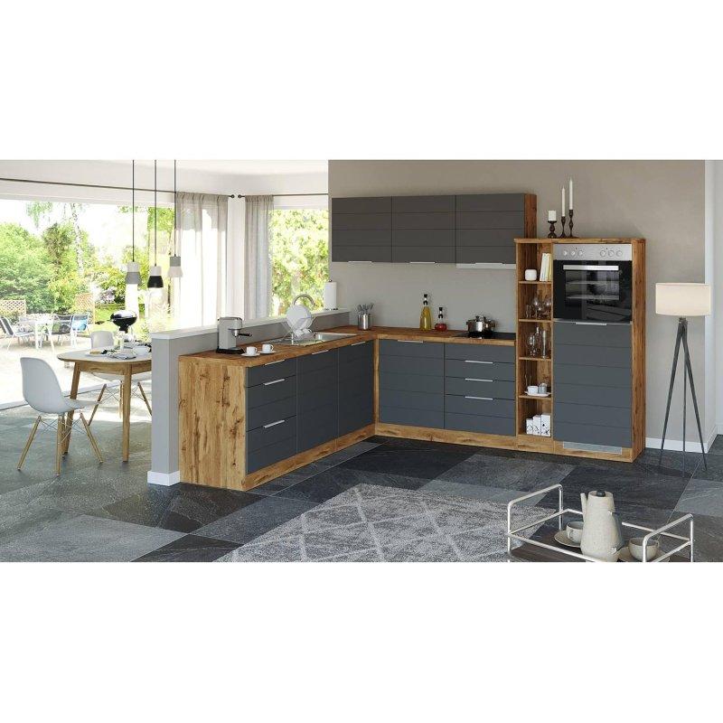 Mat Beyaz ve Wotan Meşe Sunta Elektrikli Cihazlı Köşe Mutfak Modeli - 240x270 cm - 184988