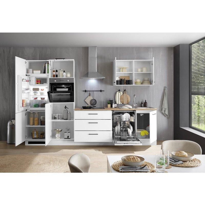 Mat Beyaz ve Wotan Meşe Yonga Levha Modüler Kulplu Mutfak Modelleri - 310 cm - 185720