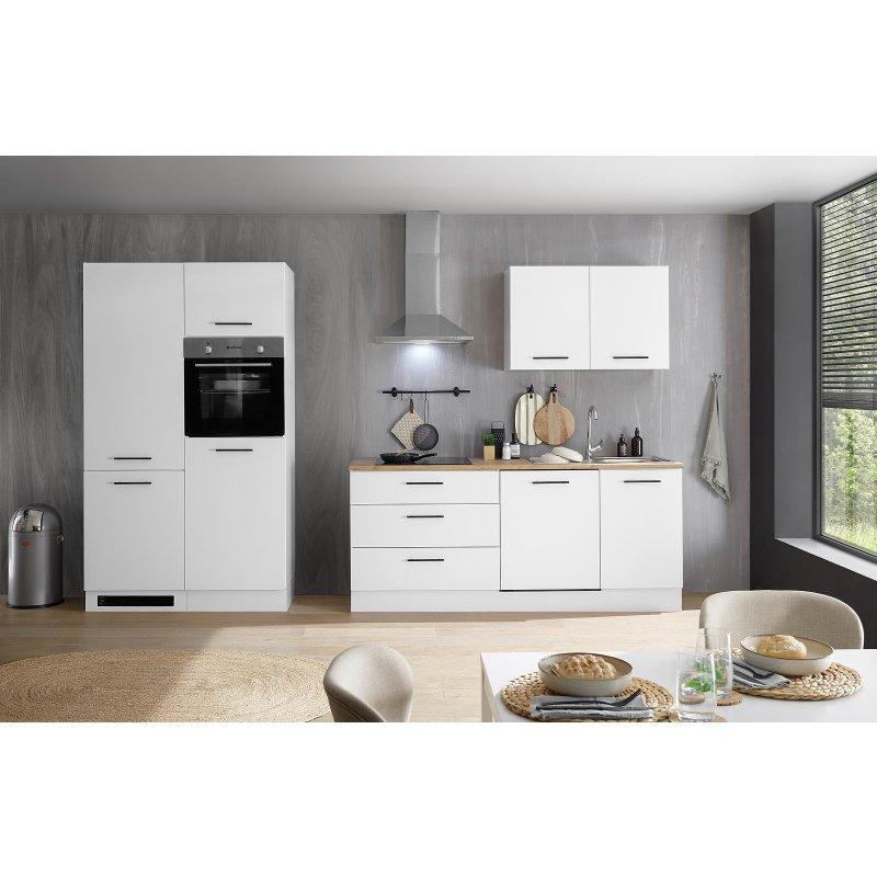 Mat Beyaz ve Wotan Meşe Yonga Levha Modüler Kulplu Mutfak Modelleri - 310 cm - 185720