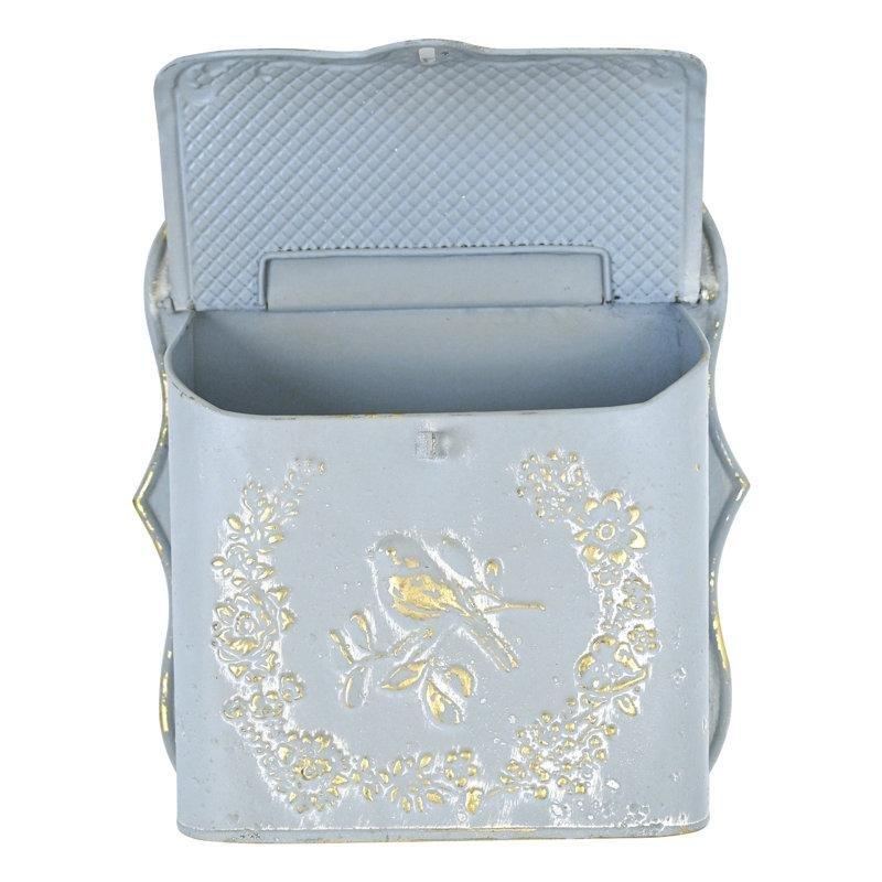 Mat Mavi Metal El Boyaması Eskitme Tasarım Dikey Posta Kutusu - 31x28x11 cm - 165832