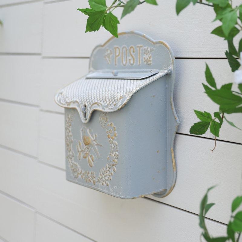 Mat Mavi Metal El Boyaması Eskitme Tasarım Dikey Posta Kutusu - 31x28x11 cm - 165832