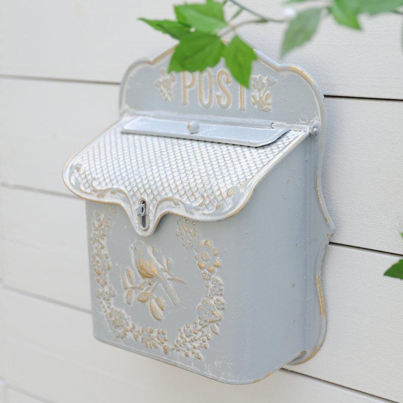 Mat Mavi Metal El Boyaması Eskitme Tasarım Dikey Posta Kutusu - 31x28x11 cm - 165832