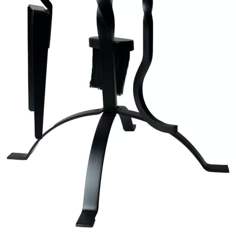 Mat Siyah Döküm Demir Standlı 4 Parçalı Kompakt Şömine Maşa Takımı - 41 cm - 188293