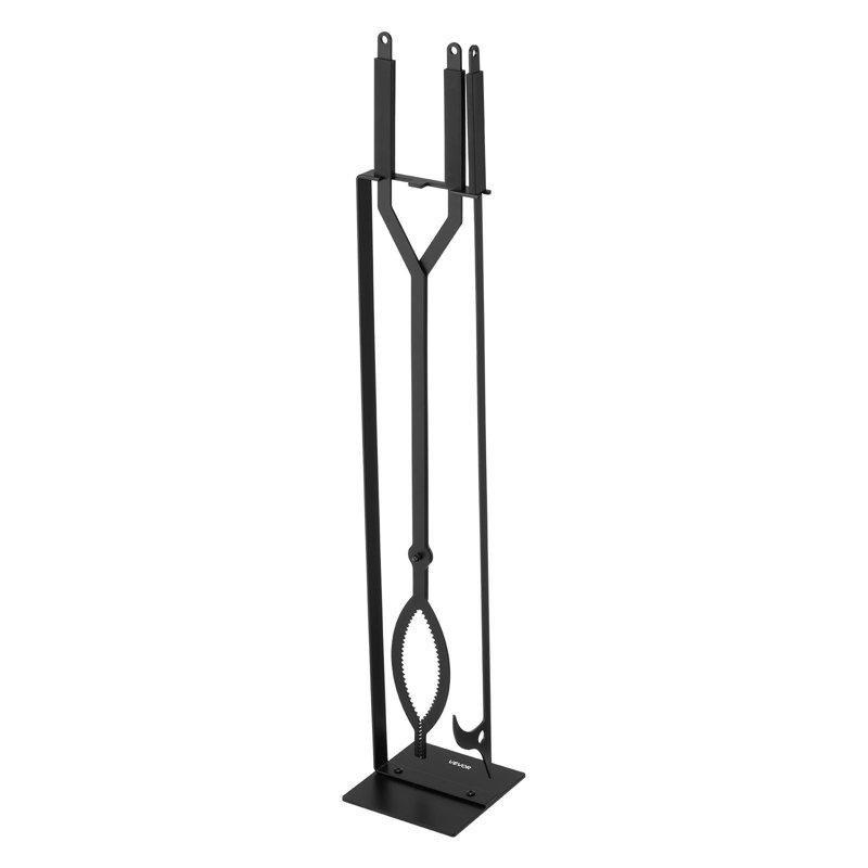 Mat Siyah Ferforje Stantlı 3 Parça Şömine Maşa Takımı - 105 cm - 189107