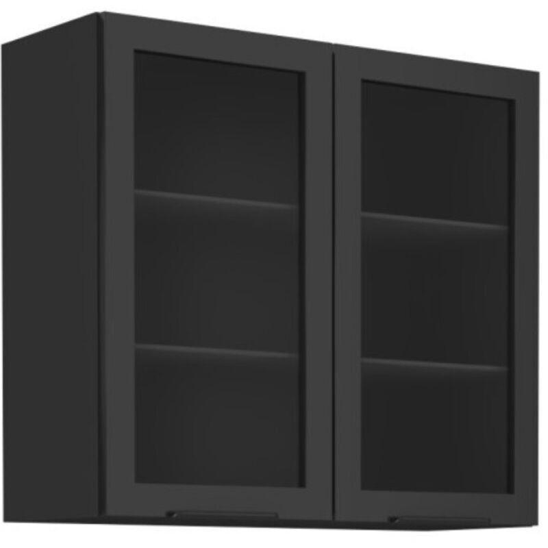 Mat Siyah Laminat Panel Yavaş Kapanır Alüminyum Kulplu Mutfak Modeli - 260 cm - 186054