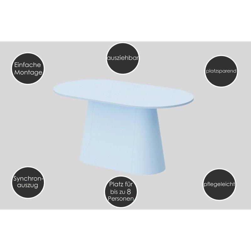 Mat Siyah MDF Büyüyebilen Oval Bohem Yemek Masası - 160-206 cm - 235643