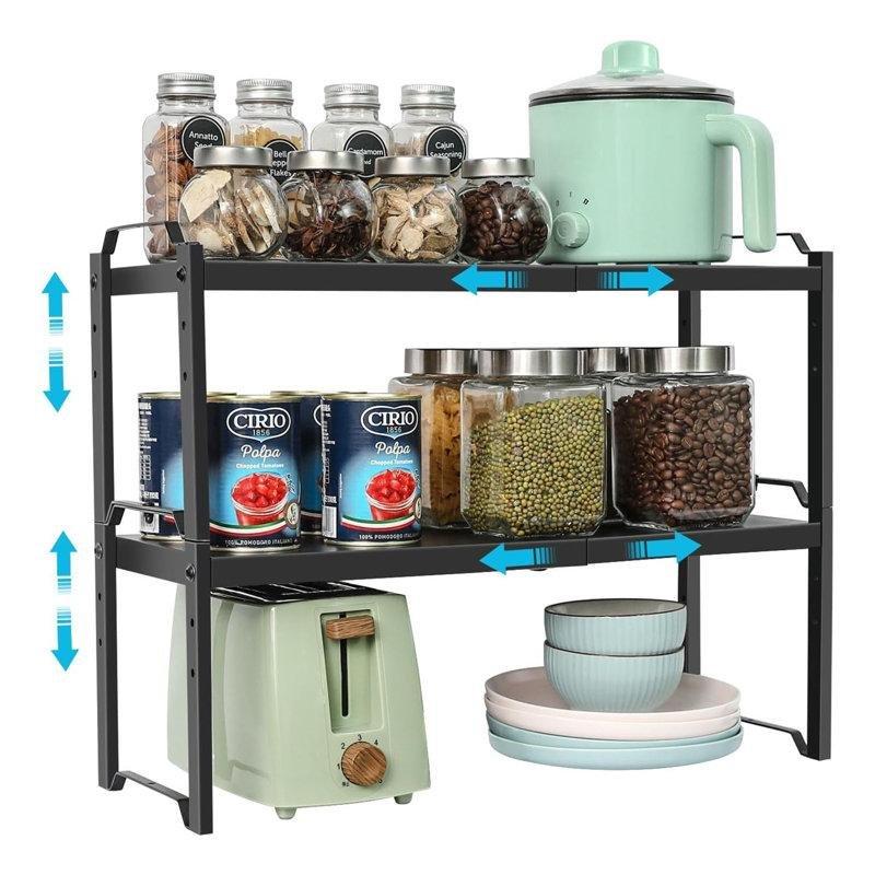 Mat Siyah Metal Ayarlanabilir ve Genişleyebilir Dolap İçi Raf - 65 cm - 183844