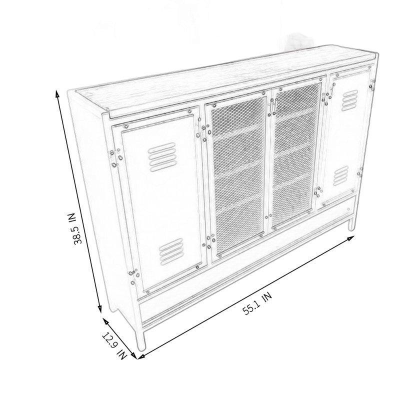 Mat Siyah Metal ve Ahşap 4 Kapaklı Ayakkabılık Dolap - 140x33x99 cm - 227330