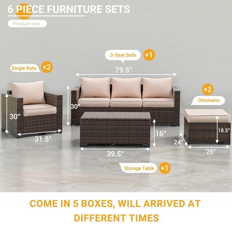 Mat Siyah Rattan Depolamalı Modüler 7 Kişilik Bahçe Takımı - 211276
