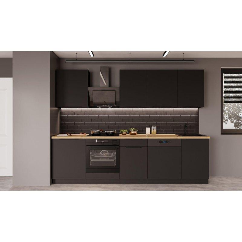 Mat Siyah Suntalam Soft-Close Tam Açılır Çekmeceli Mutfak Modeli - 280 cm - 185258