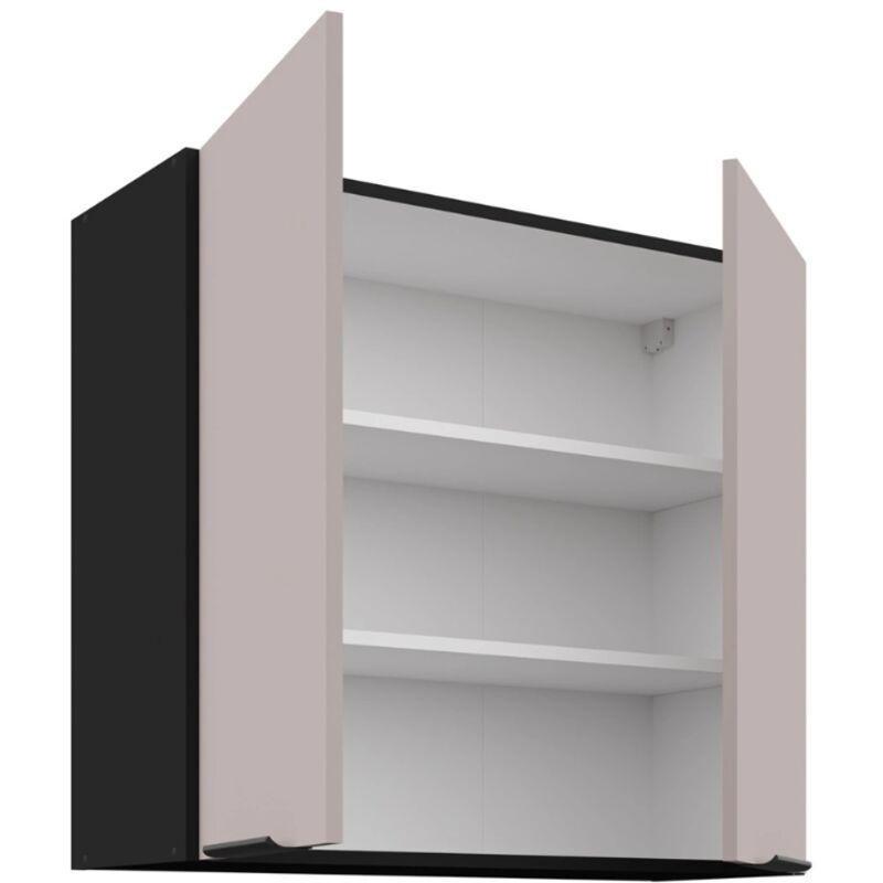 Mat Siyah ve Bej Frenli Menteşeli Laminat Mutfak Modeli - 260 cm - 186005