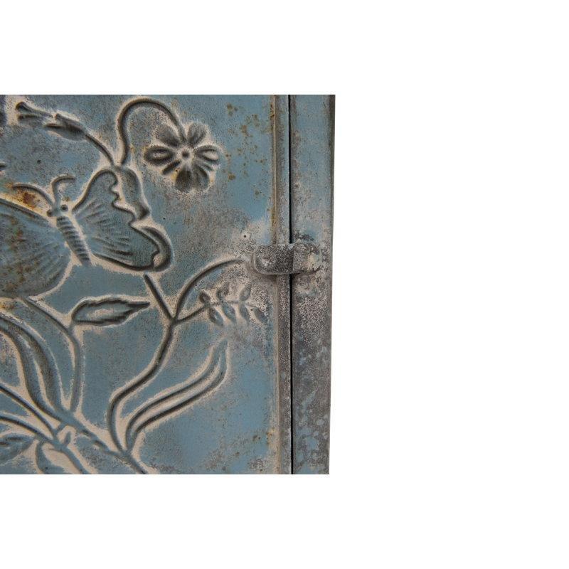 Mavi Alüminyum Eskitme Tasarımlı Kabartmalı Duvara Monte Posta Kutusu - 32x27 cm - 165847