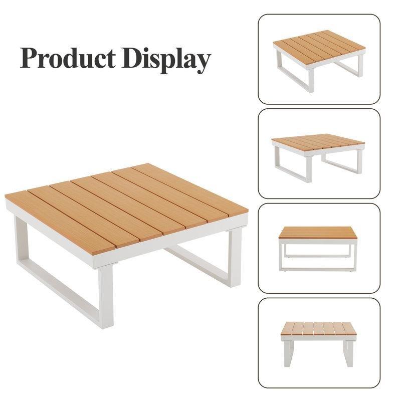 Mavi Alüminyum ve Ahşap Modüler 5 Kişilik Bahçe Takımı - 237x237 cm - 210848