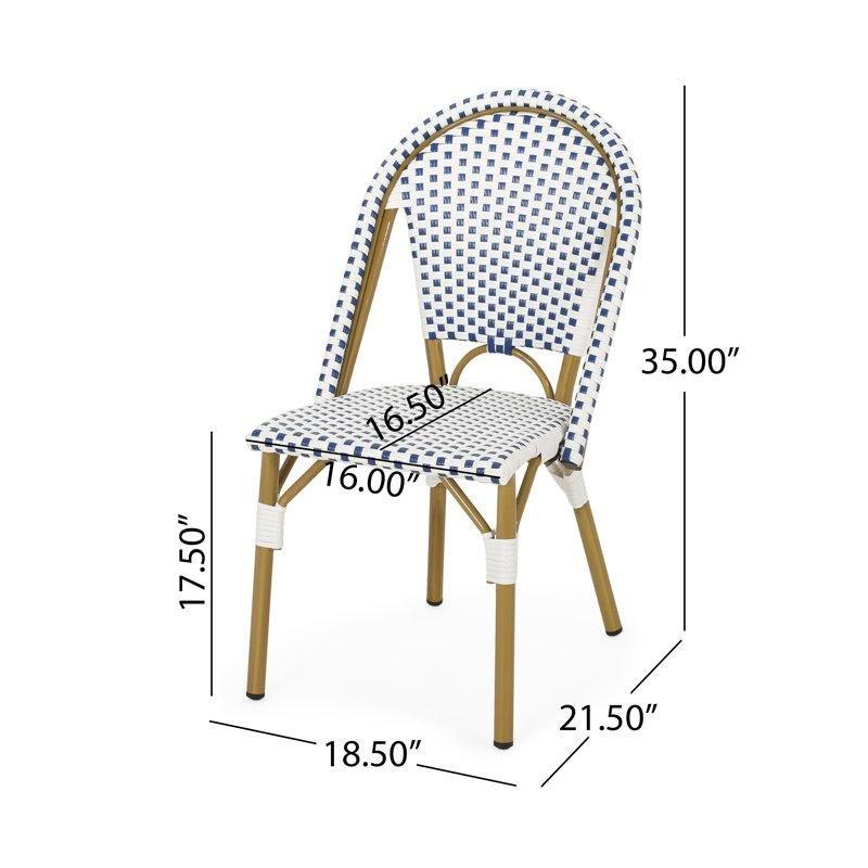 Mavi Beyaz Rattan Detaylı Masif Akasya 6 Kişilik Bahçe Masa Takımı - 150 cm - 215285