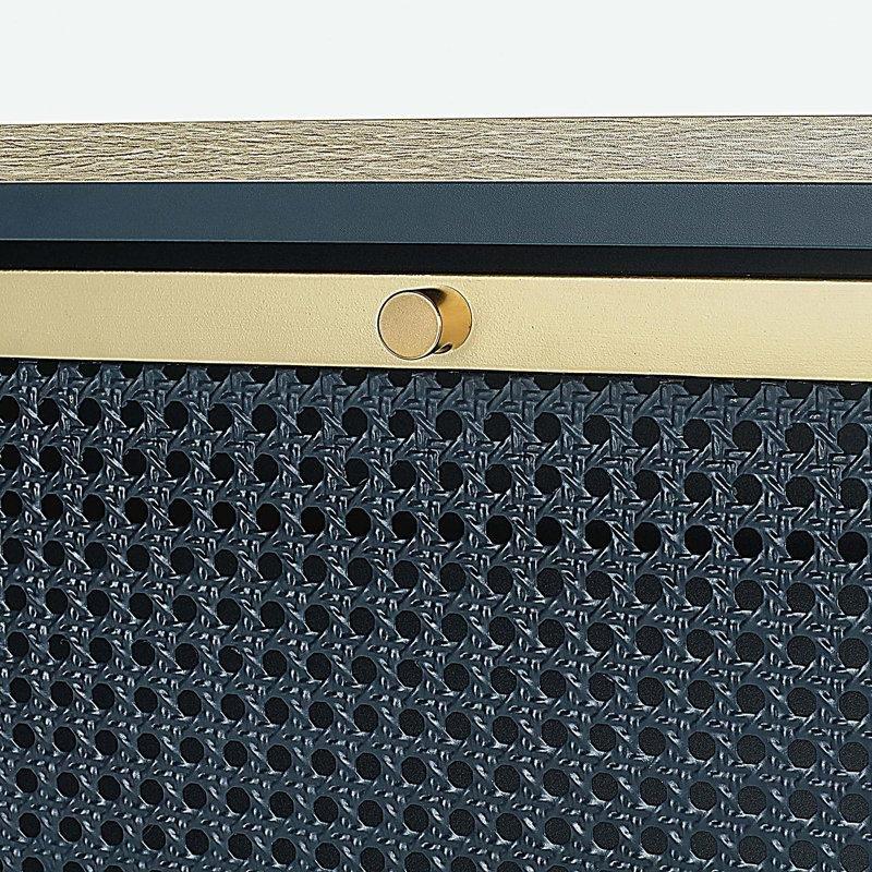 Mavi-Gri Metal Petek Rattan Desenli 3 Kapaklı Ayakkabılık - 61 cm - 228646