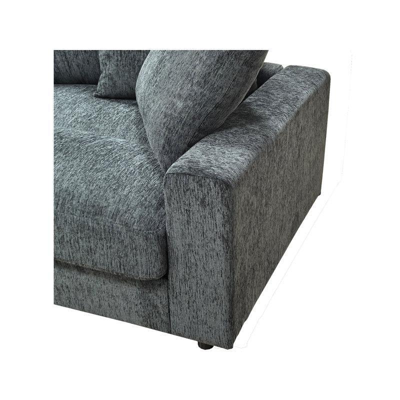 Mavi Gri Polyester Kumaş Yönü Değiştirilebilir Modüler Puflu Köşe Koltuk Takımı - 322x172 cm - 193931