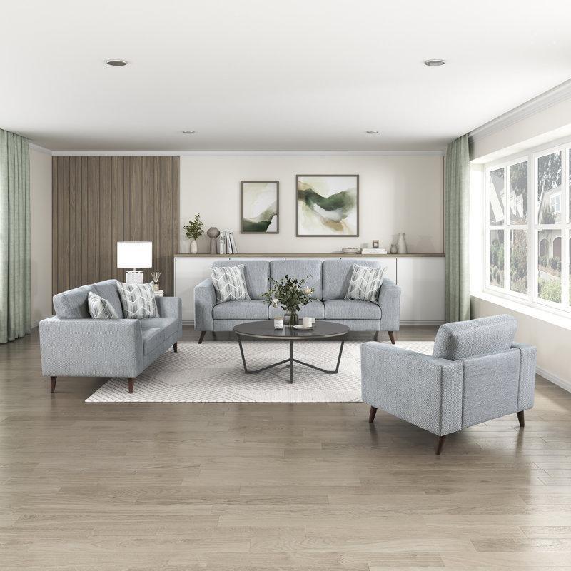 Mavi-Gri Şönil Kumaş Çıkarılabilir Kılıflı 3 Parça Koltuk Takımı - 192014