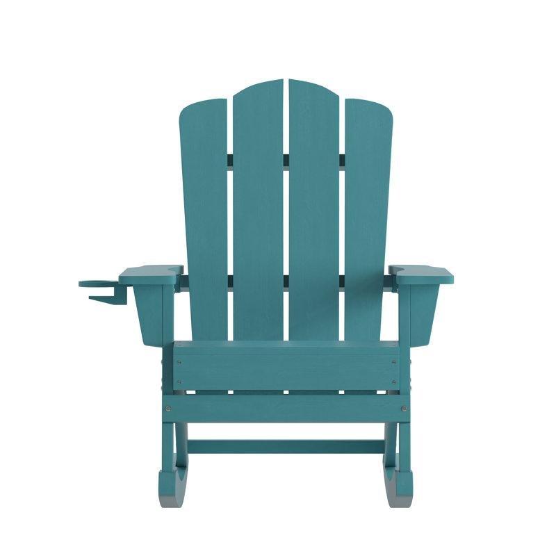 Mavi HDPE Bardaklıklı Adirondack Tasarım Sallanan Sandalye - 219638