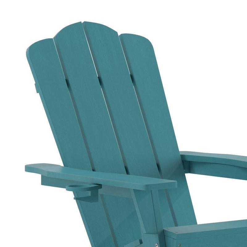 Mavi HDPE Bardaklıklı Adirondack Tasarım Sallanan Sandalye - 219638