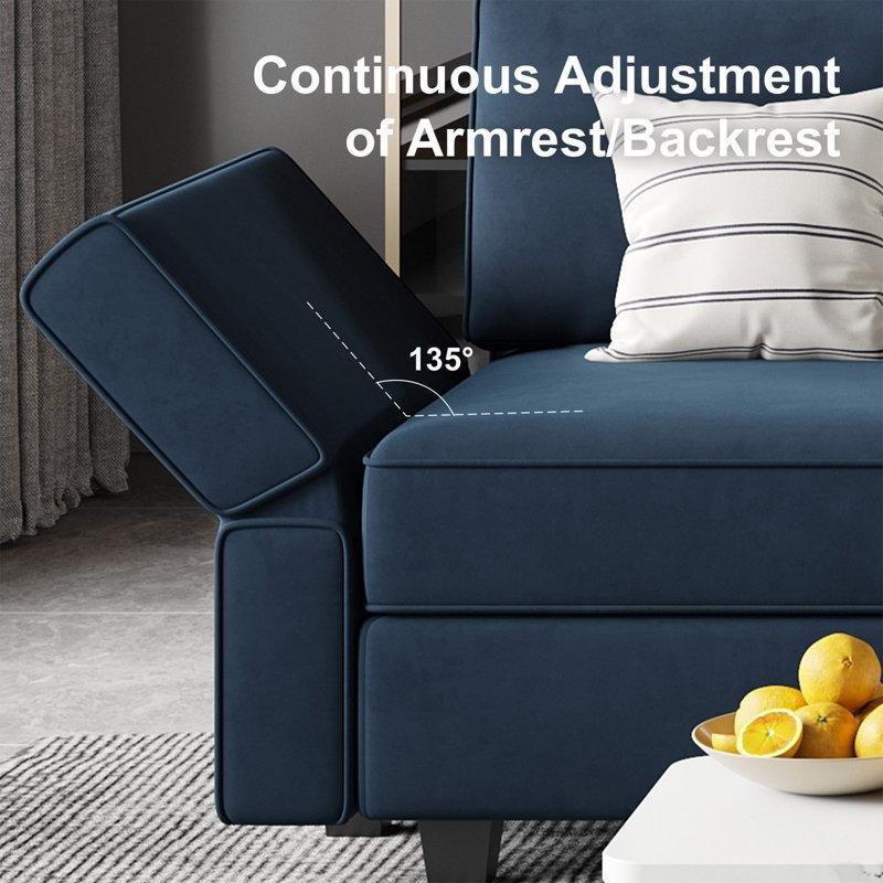 Mavi Kadife Kumaş Modüler Sandıklı Ayarlanabilir Sırtlı Koltuk Takımı - 192238