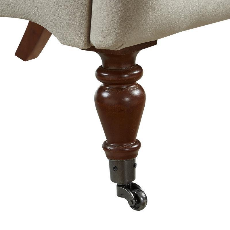 Mavi Keten Kapitoneli Masif Huş Ağacı Ayaklı Tekli Koltuk - 204528