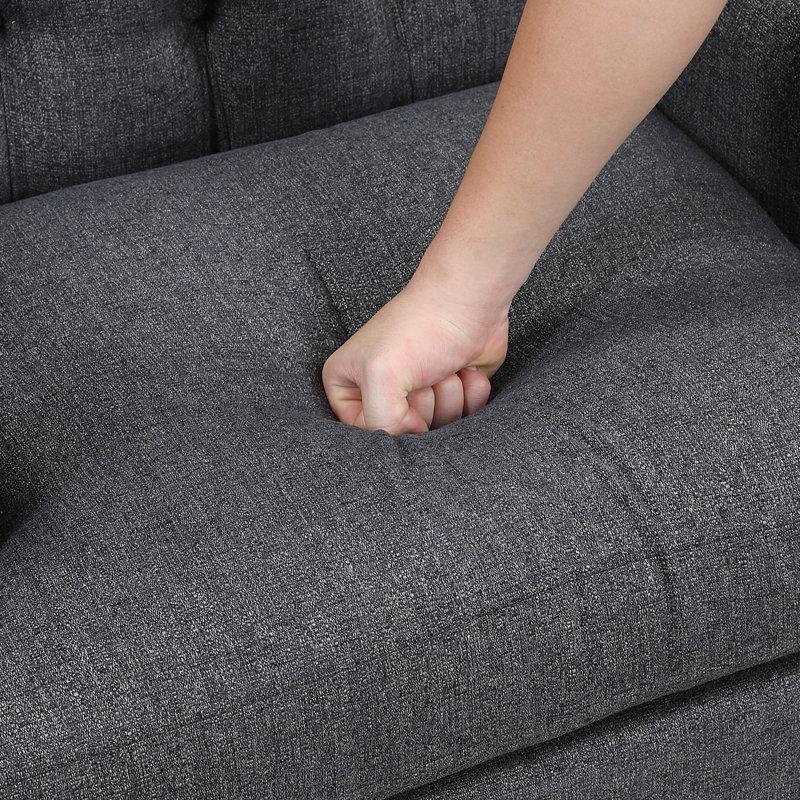 Mavi Kumaş Düğme Detaylı Geleneksel Berjer Tekli Koltuk - 75 cm - 204232