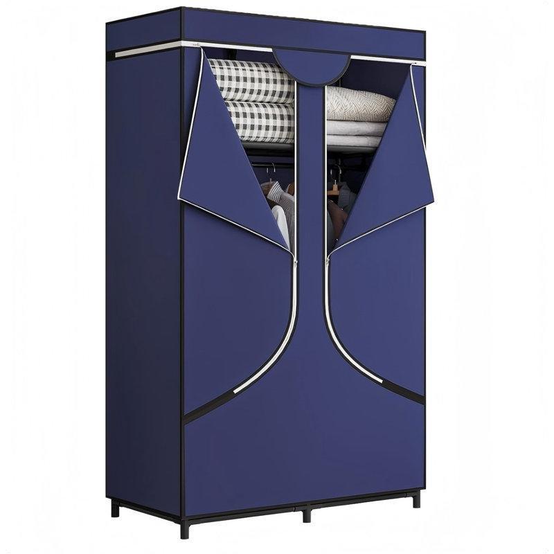 Mavi Metal İskeletli Askılı Raflı Portatif Bez Dolap - 88x45x168 cm - 182836