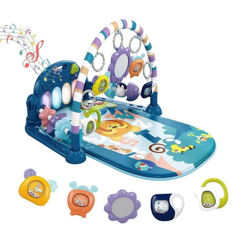 Mavi Plastik Piyanolu Işıklı 5 Oyuncaklı Aktivite Oyun Halısı - 76x58x40 cm - 182288