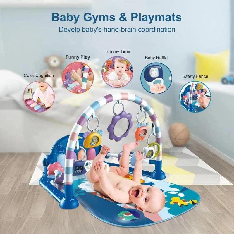 Mavi Plastik Piyanolu Işıklı 5 Oyuncaklı Aktivite Oyun Halısı - 76x58x40 cm - 182288