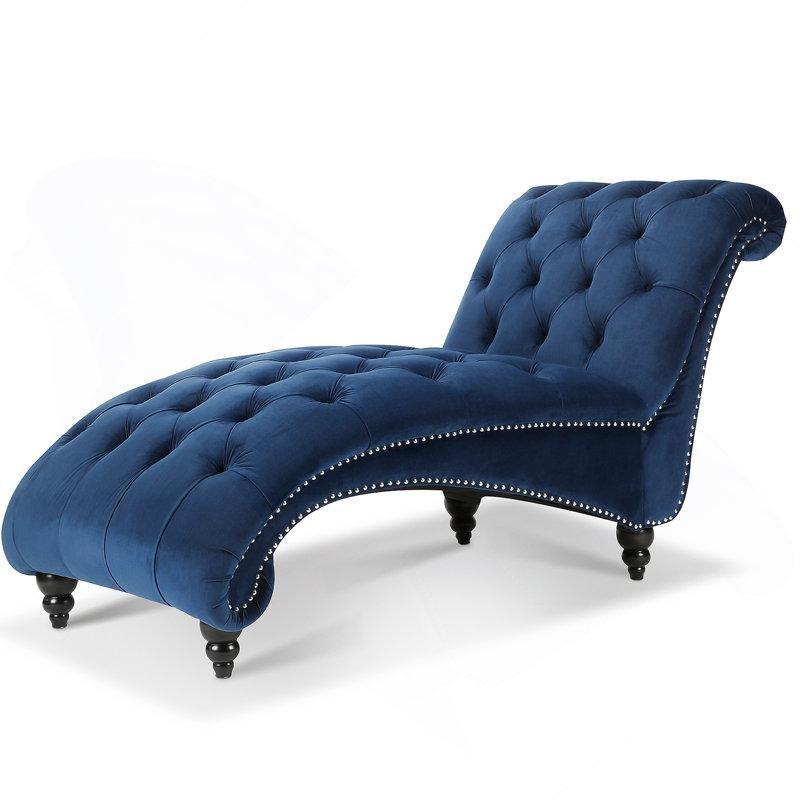 Mavi Polyester Kapitoneli Zımba Detaylı Kolsuz Josephine Koltuk - 160 cm - 190456