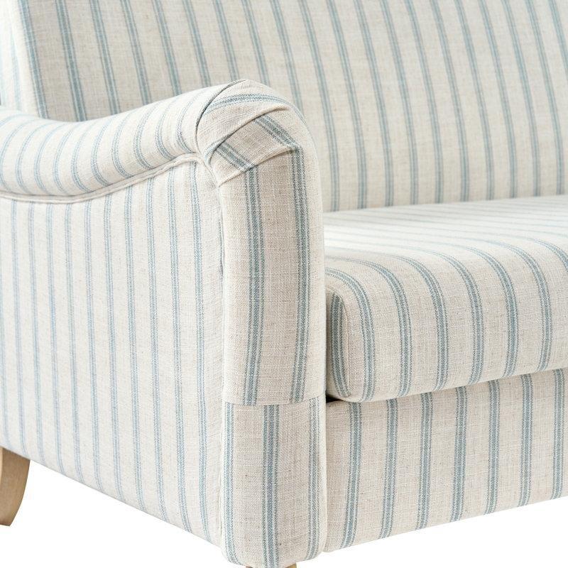 Mavi Polyester Kumaş Masif Ahşap Ayaklı İkili Set Tekli Koltuk - 79 cm - 203403