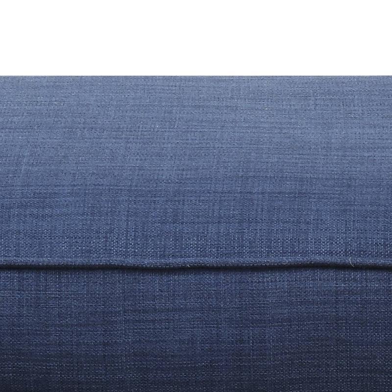 Mavi Polyester Zımba Detaylı Masif Ahşap Ayaklı Puf - 67x53 cm - 165109
