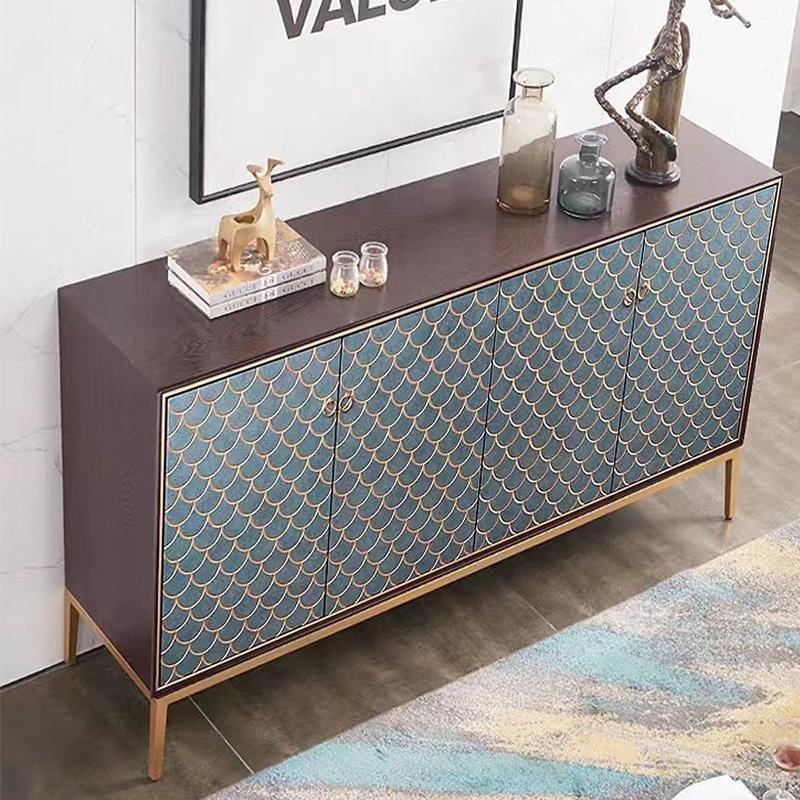 Mavi ve Gold Metal 4 Kapaklı Endüstriyel Ahşap Ayakkabılık - 160 cm - 227487