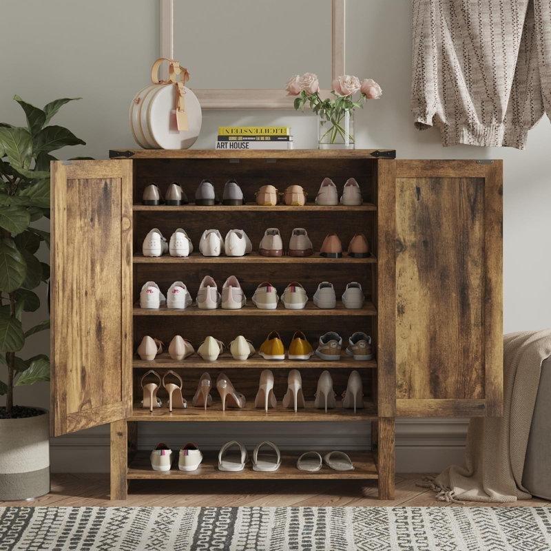 MDF 2 Kapaklı 6 Raflı Ayakkabılık Dolabı - 81x36x98 cm - 227984